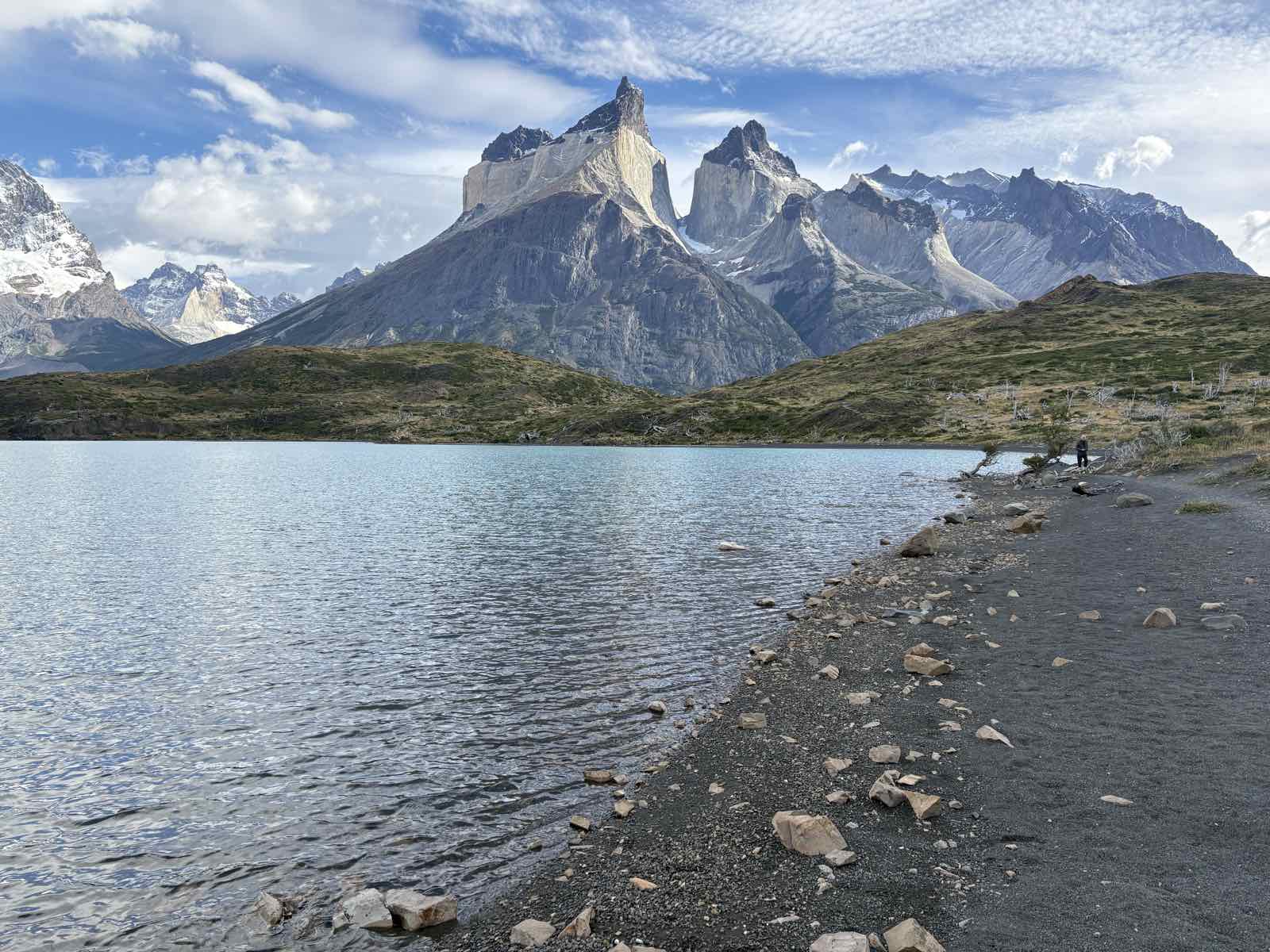 The Cuernos del Paine above the shore of Lago Pehoé